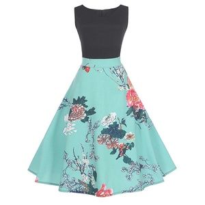 Sleeveless, retro, swing dress
